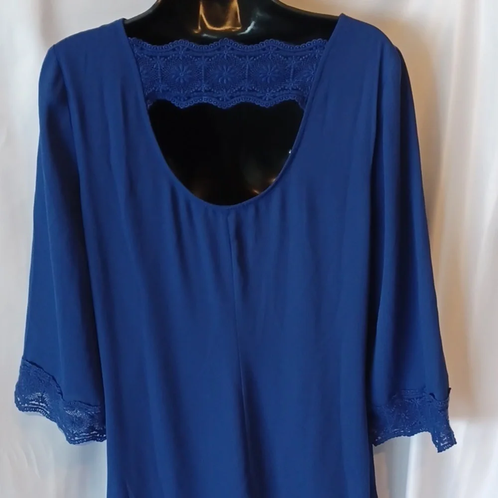 BLACK Rainn lace detail Royal Blue Sheath dress, lined